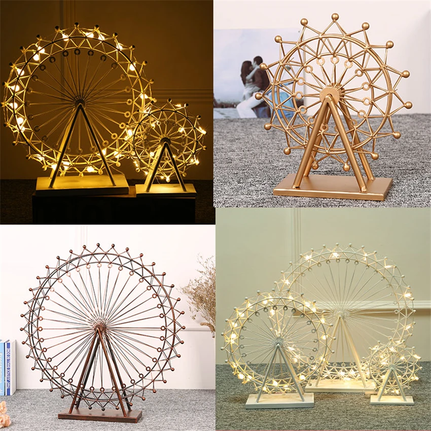 Vintage Ferris Wheel Night Lights Swing Piecerotating Children's Room Living Room Decorations Wedding Gifts Night Lamps Fixtures