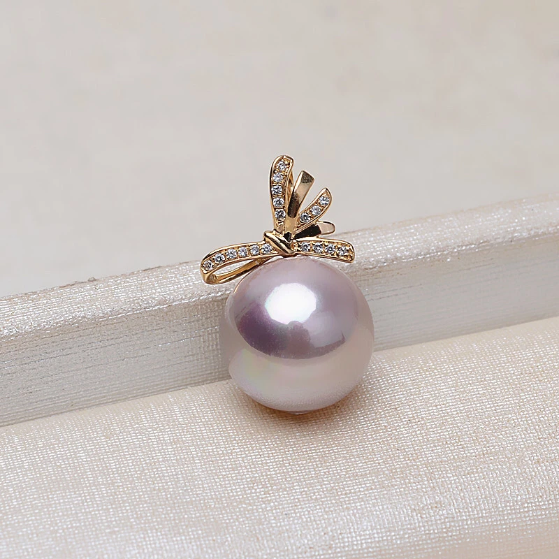 

Bow Knot Real AU750 18K Gold Pendant Mountings Findings Jewelry Settings Accessories Base Parts for Pearls Beads Stones