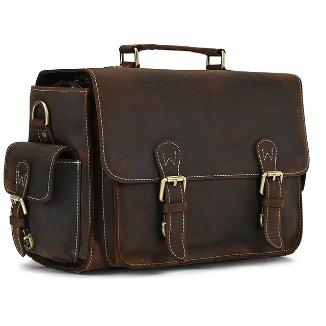 Skóra Crazy Horse torba na ramię torby na aparat Vintage Fashion męska torba na aparat wideo Crossbody torby męskie na zewnątrz