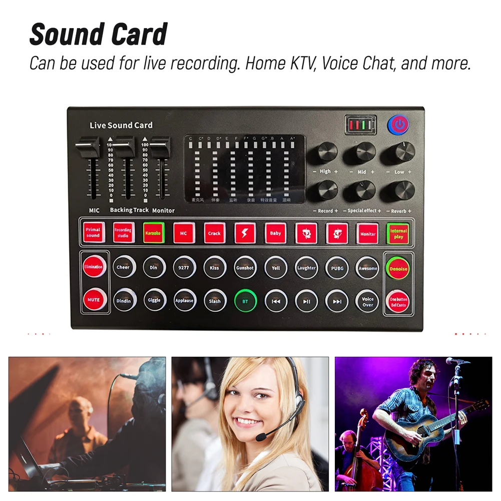 

M9 Audio Interface Sound Card Live Voice Mixer Multiple Effects External USB Sound Card Mixer Board