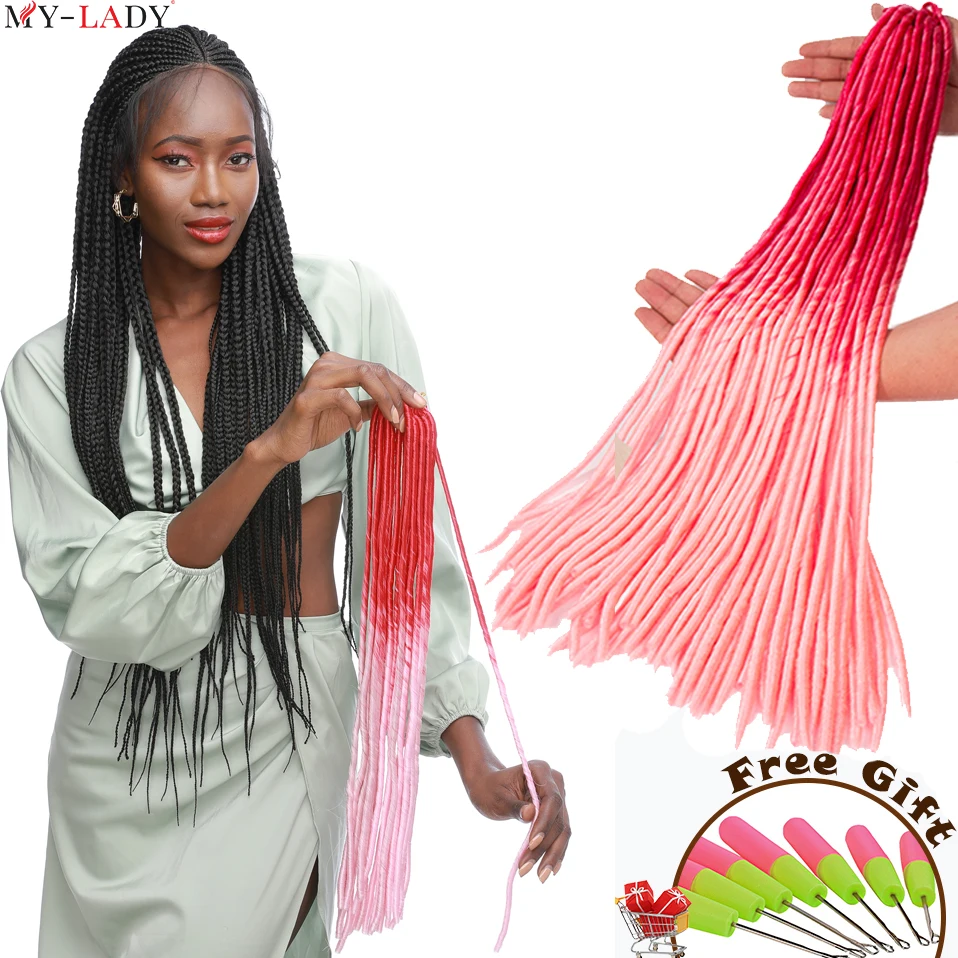 My-Lady Synthetic Faux Locs Hair 20inch Braids Dreadlocks Knotless Hook Dreads Color Braiding Black Women Hair Extensions