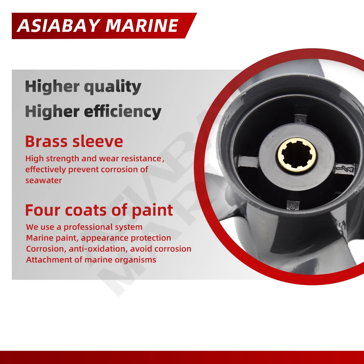 المروحة الخارجية لهوندا 8hp 9.9hp 10hp 15hp 20hp 9 1/4*10 محرّك القارب 4 شفرة الألومنيوم المسمار 8 سبلاين جزء المحرك البحري