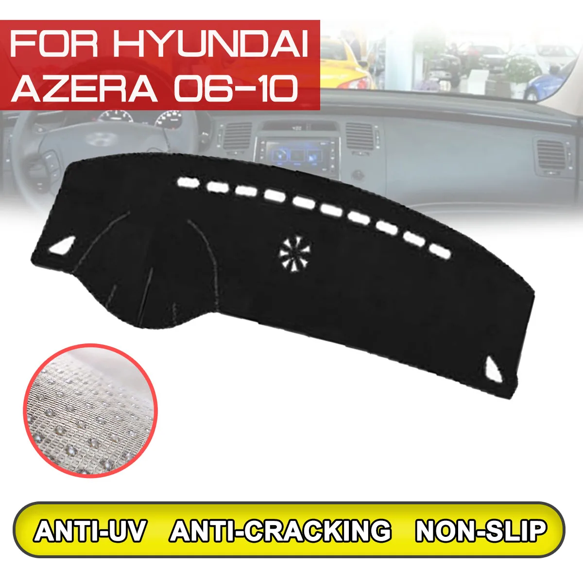 Car Dashboard Mat for Hyundai Azera 2006 2007 2008 2009 2010 Anti-dirty Non-slip Dash Cover Mat UV Protection Shade