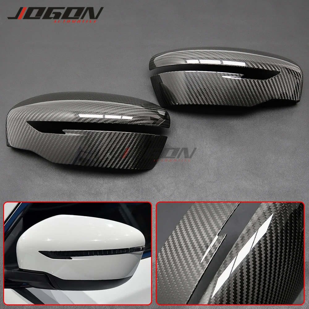 2pcs Real Carbon Fiber RearView Mirror Cover Case For Nissan X-Trail T32 Rogue Qashqai Murano Juke Navara Serena C27 Pathfinder