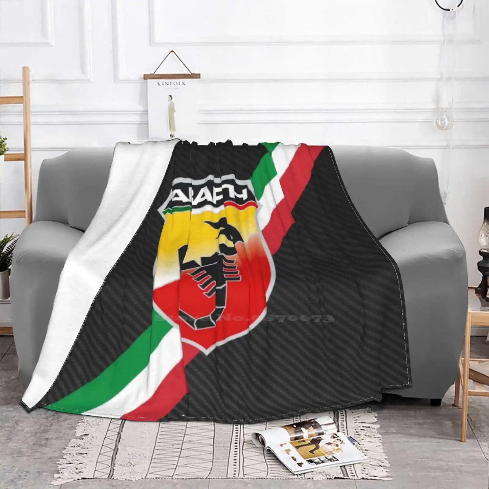 Abarth Carbon Fiber Italy Stripes Logo Soft Warm Throw Blanket Turbo Novitec Retro 500 Essesse Radically Racing Le Usa Gt40