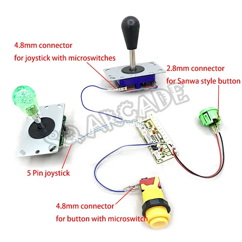 Zero Delay Encoder DIY Arcade Joystick Handle Kit With Happ Stick Connector Push Button Parts USB Cable Wires For PC Joystick