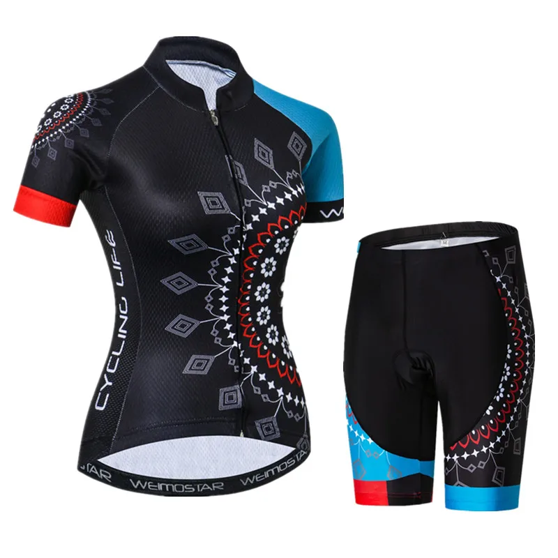 Weimostat Women's Cycling Jersey Set Summer Pro Bicycle Cycling Clothing Anti-UV Mountain Bike Clothes Ladies Cycling Jersey Kit