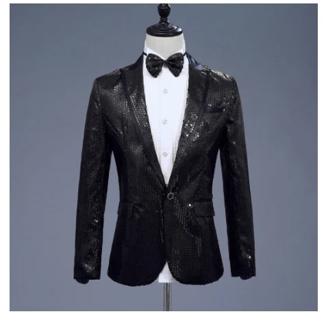 Heren sprankelende gouden pailletten blazer jas 7-kleuren nachtclubzangeres gastheer podiumvoorstelling studio bruiloft show kostuumkleding