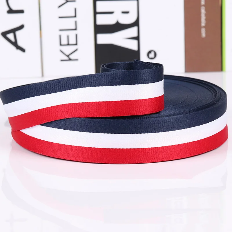 Width 10-40mm Navy Blue White Red Striped Clothing Decorative Ribbon for Backpack Diy Sewing Accessories Decorative GIft Ribbon