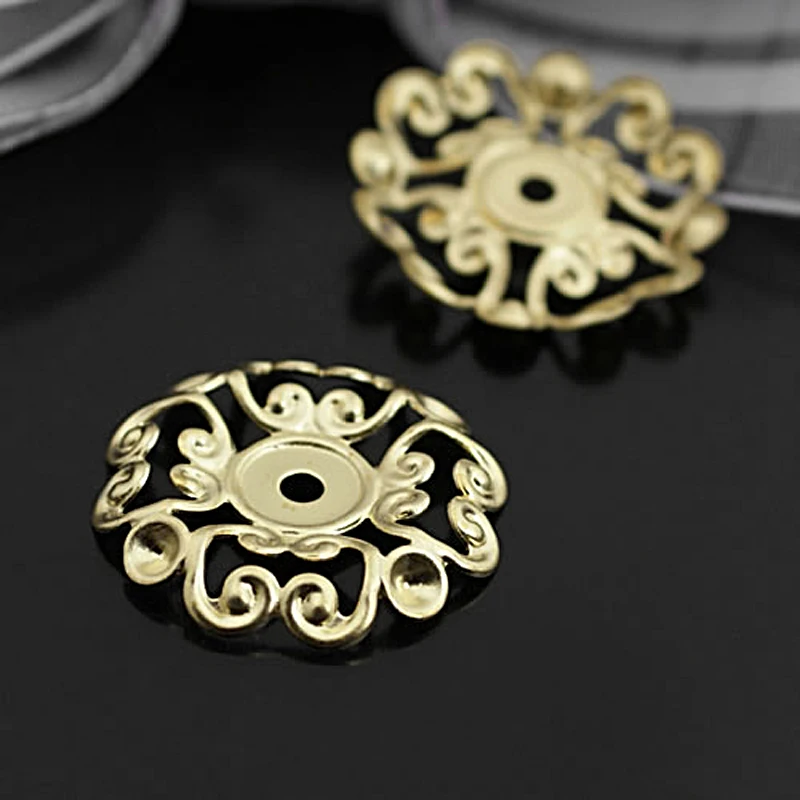 (C367)30 pieces 22mm Not plated color Brass Round Flower Decorative Spacers Jewelry Findings Accessories