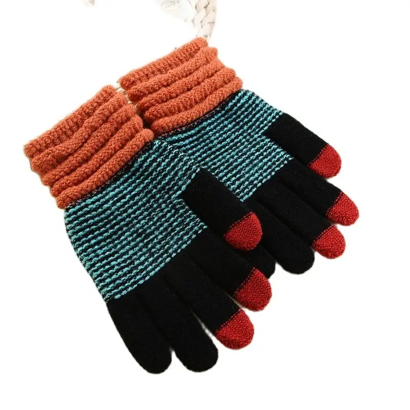 Women\'s Cashmere Knitted Winter Gloves Cashmere Knitted Women Autumn Winter Warm Thick Gloves Touch Screen Skiing Gloves