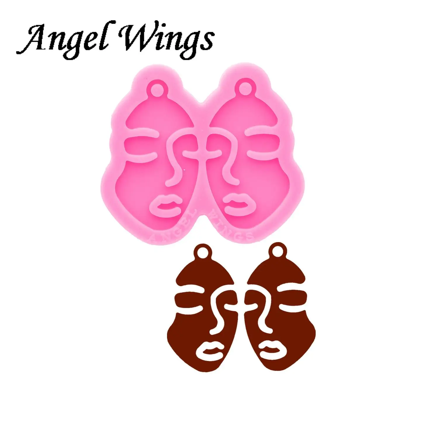 Shiny Resin Girl face Earring Mould, Silicone  Keychain Molds, Epoxy Mold DIY Jewelry, Not sticky DY0726