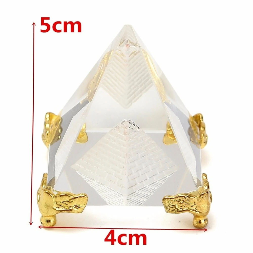Amuleto de curación energética Feng Shui, pirámide transparente de cristal Egipcio, Reiki, Prisma curativo, adornos, decoración de escritorio, regalo