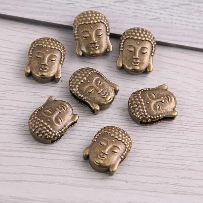 SWEET BELL 20pcs Two Color Buddha Head  Adapters Slider Spacer Jewelry Material For Jewelry Making For 10mm Leather Cord