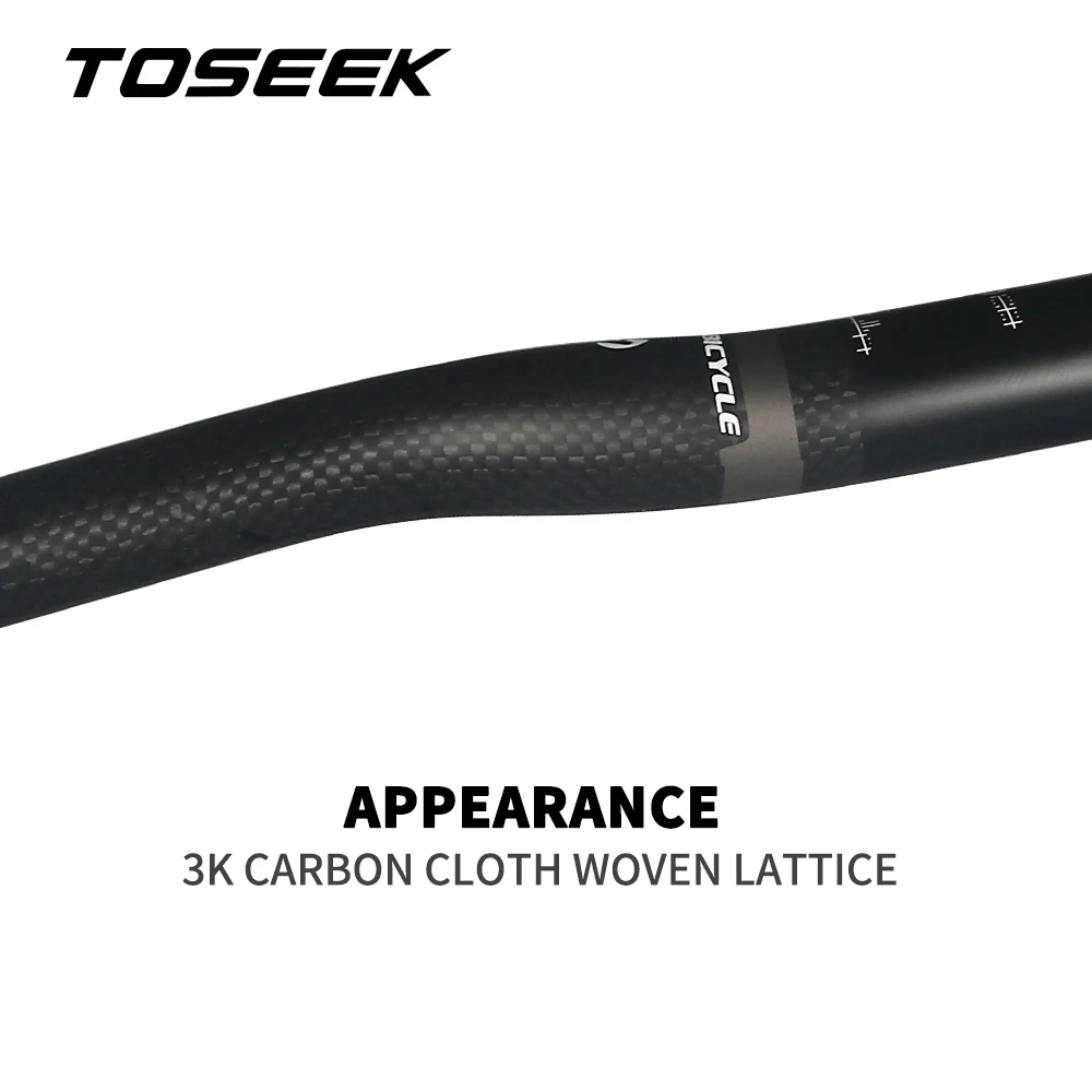 TOSEEK Matte 3K Carbon Handlebar for Stem 25.4mm Kids\' Bikes Mountain MTB Bicycle Foldable Rise or Flat Handlebar