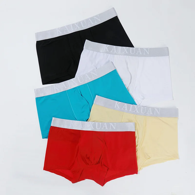 5PCS/Lots Sexy Mens Boxer Shorts Seamless Ice Silk Underwear Ultra-thin Boxershorts Briefs Cueca Gay Panties Calzoncillo Trunks