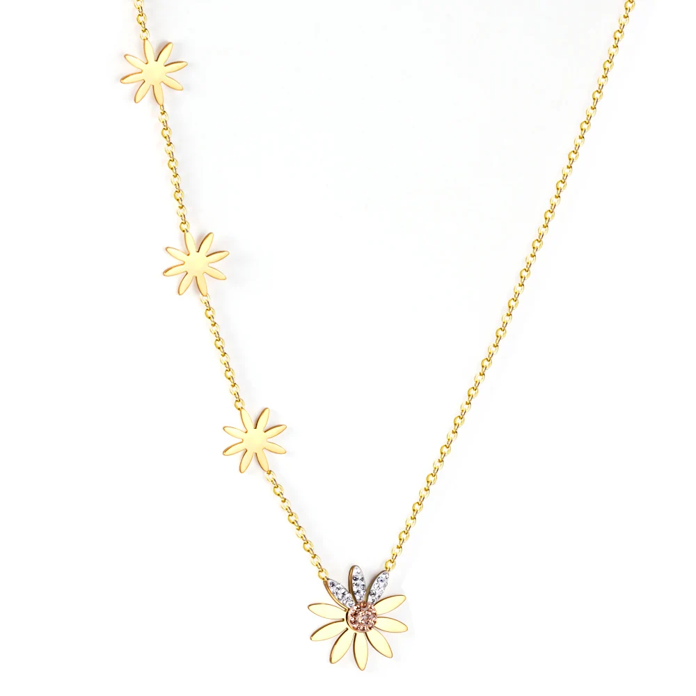 LUXUKISSKIDS Fairy Ladies Floral Pendant Necklaces Daisy Cute Charms collares para mujer Vintage Boho Jewelry Flower Chokers New image 4