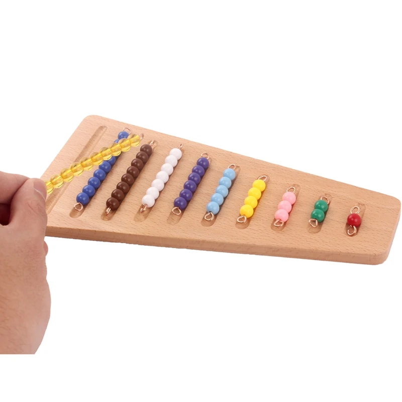 Montessori Wood Bead Toy Colored Bead Stairs with Tray 1-10 Beads Math Early Childhood Education Preschool Training Learning Toy