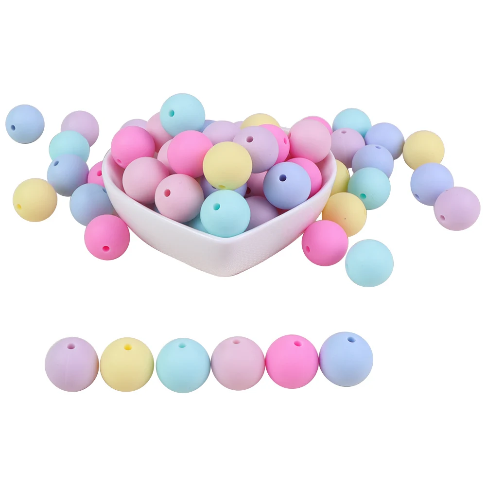 BOBO.BOX 10pcs Silicone Beads 15mm Round Perle Silicone Dentition Baby Teething Beads Pacifier Chain Accessories Baby Products