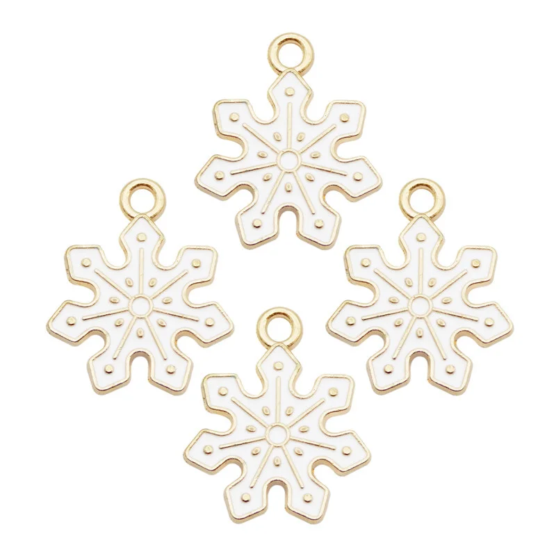 

12PCS Enamel White Small Snowflake Charms Handmade Christmas Decor Necklace Pendant Bracelet Earring Jewelry Accessory