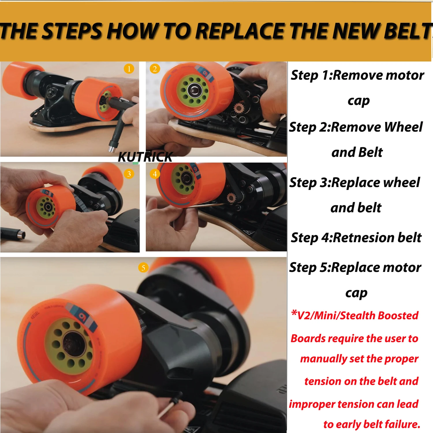 Boosted Board Kevlar Belts for Boosted Board V2, Mini S, Mini X, Plus, and Stealth 6pcs