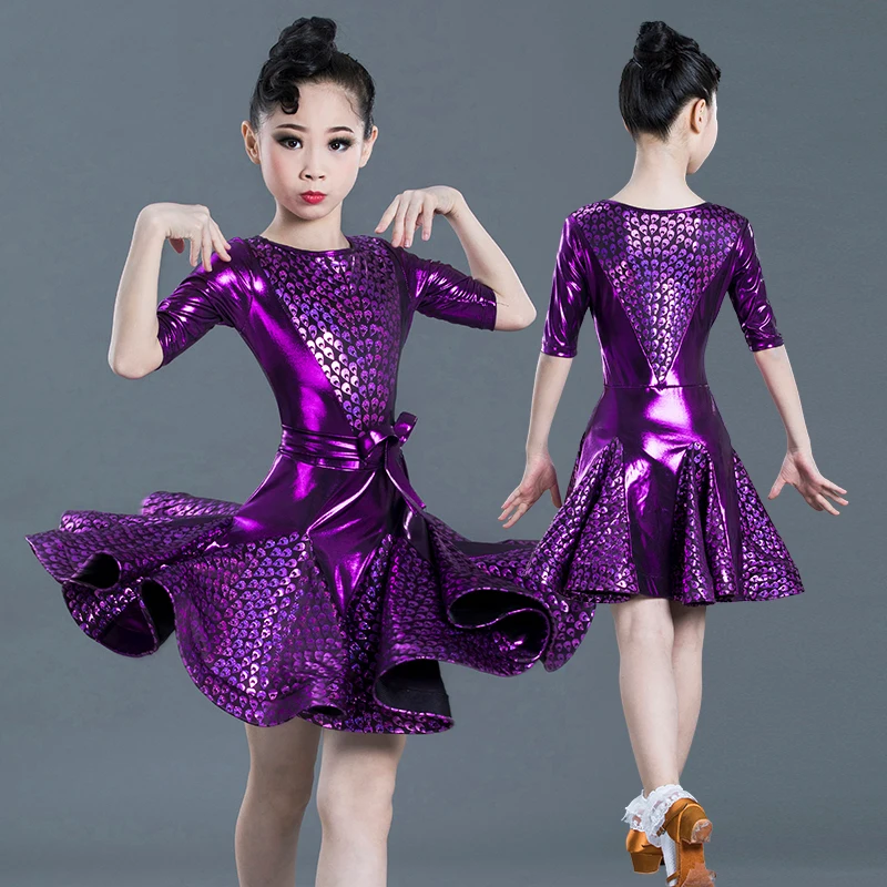 2020 Latin Dance Dress Girls Fishbone Skirt Peacock Pattern Salsa Dress Girl Samba Children Skirt Salsa Tango Dancing Ballroom