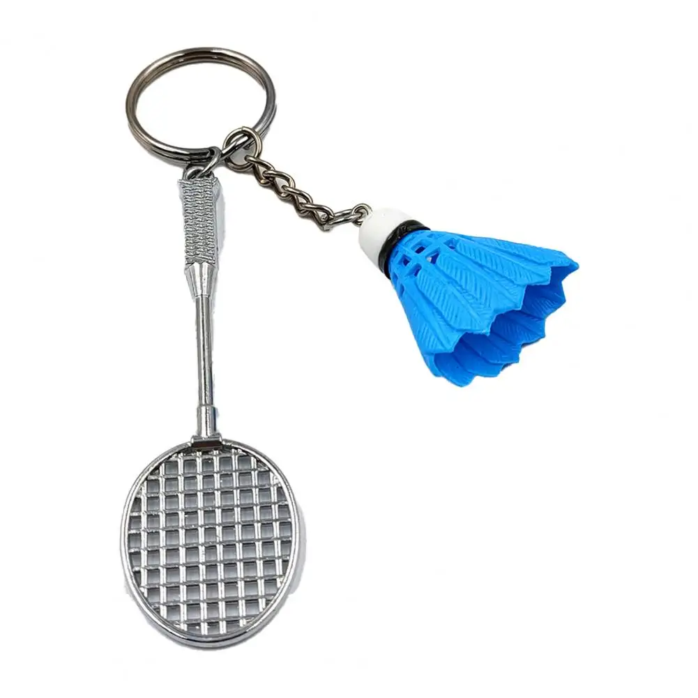 2Pcs Key Rings Badminton Pendant Decorations Alloy badminton racket Three-dimensional Keychain for Shuttlecock Souvenir Prizes