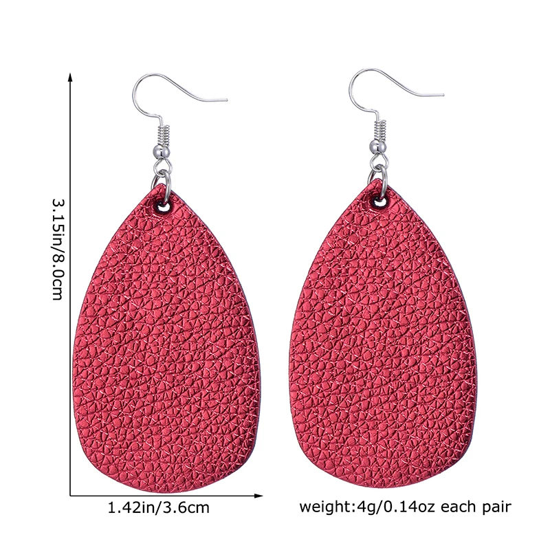 Fashion Leather Earrings Lightweight Faux Leather Leaf Earrings Teardrop Dangle Handmade For Women Girls Jewelry Wholesale