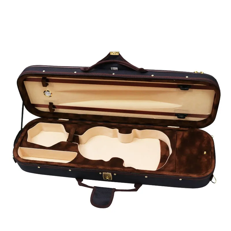 Violin Case 4/4 3/4 1/2 1/4 1/8 black Foam Square Violin Box With hygrometer Violin Accessary