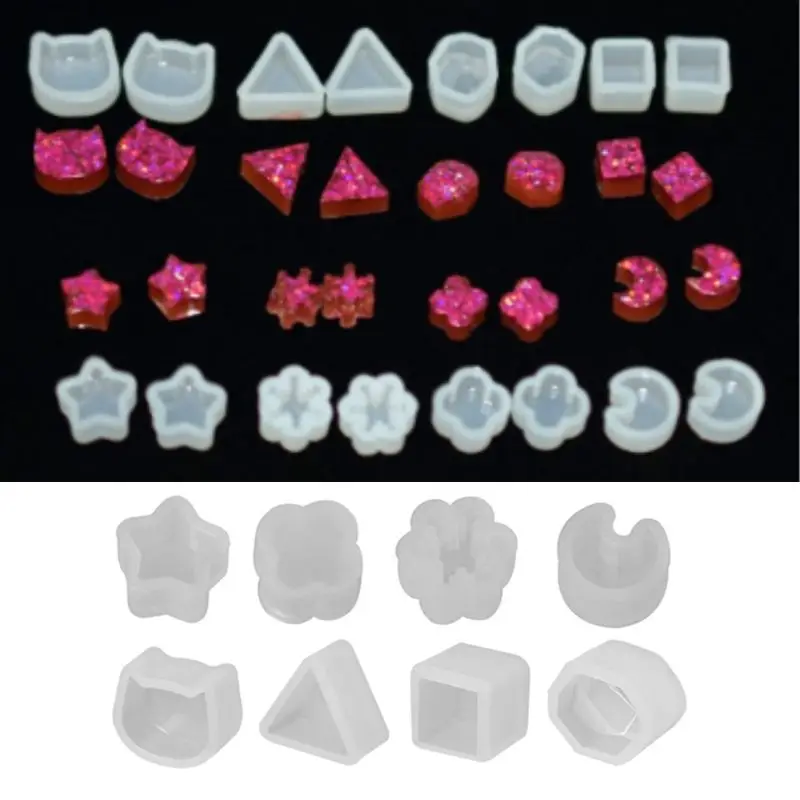 8 Pair/set UV Resin Silicone Mold For Resin DIY Crystal Epoxy Resin Mold Small Earrings Stud Making Mold