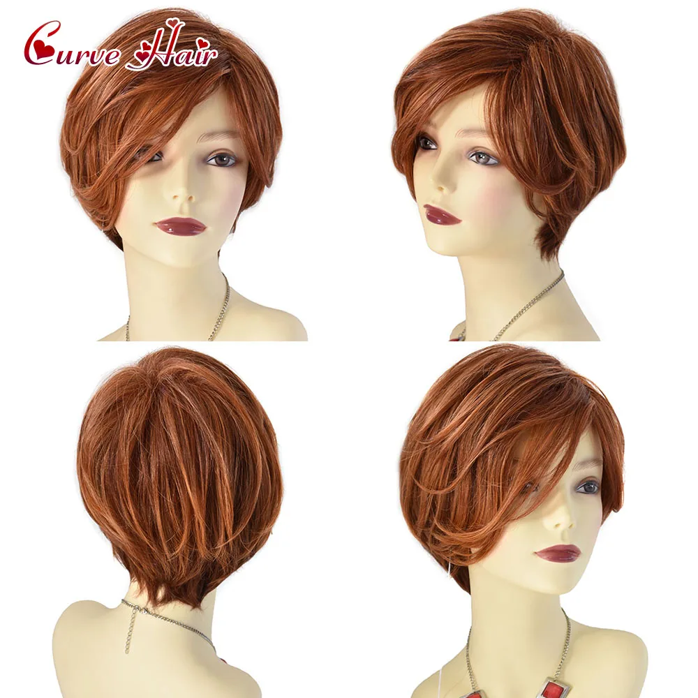 Layered Short Wavy Synthetic Wig Light Blond Sandy Color Natural Looking Heat Resistant Kanekalon Hair Daily Used Wigs Full Cap