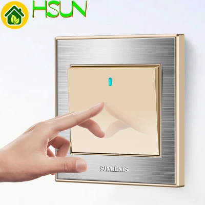 1 2 3 4 gang 1 2way Type 86 wall Champagne gold switch panel Stainless steel Wire drawing Power supply socket with led TV tel