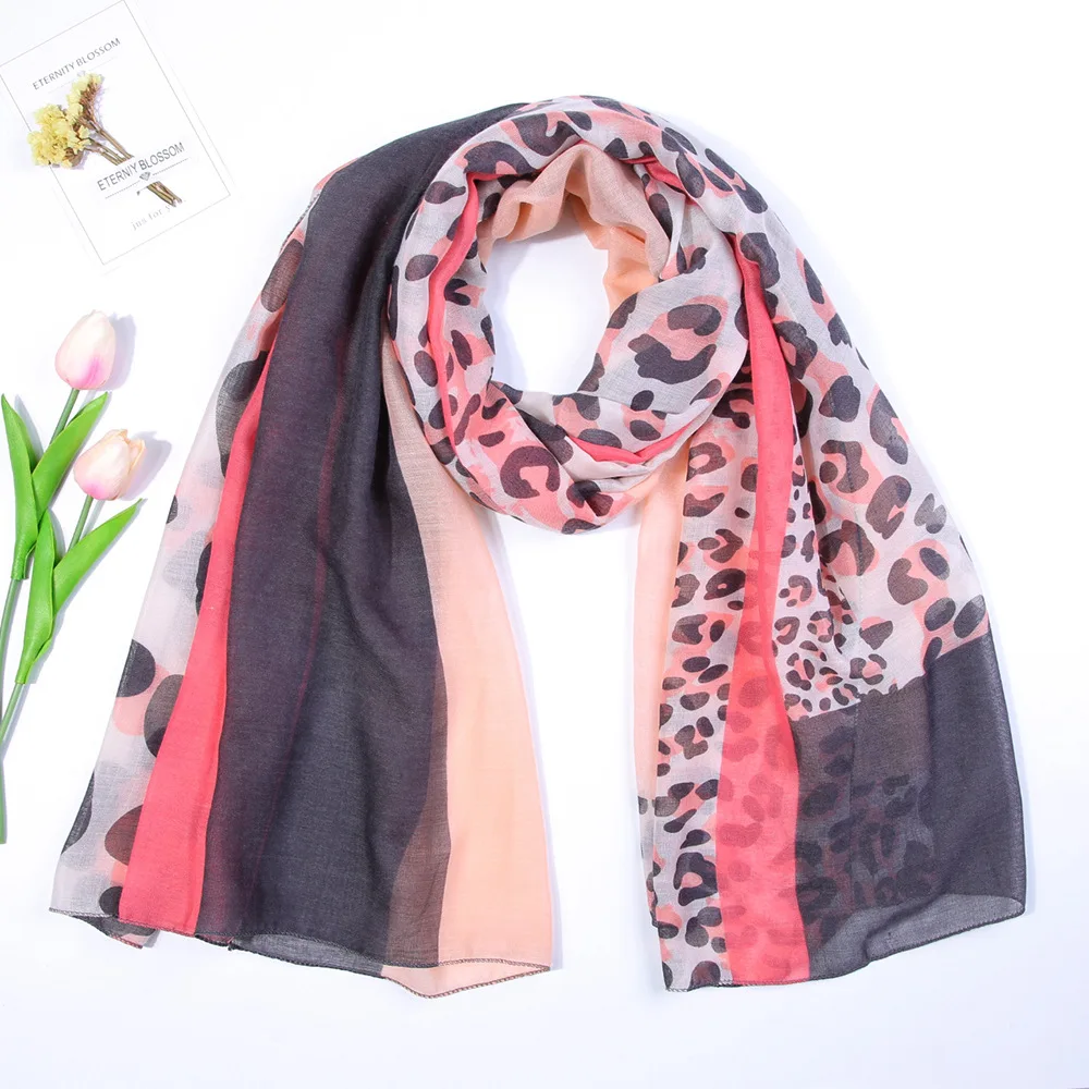 

2019 New Fashion Leopard Print Scarves Shawls Wrap Women Long Soft Leopard Scarf Hijab 7 Color Free Shipping