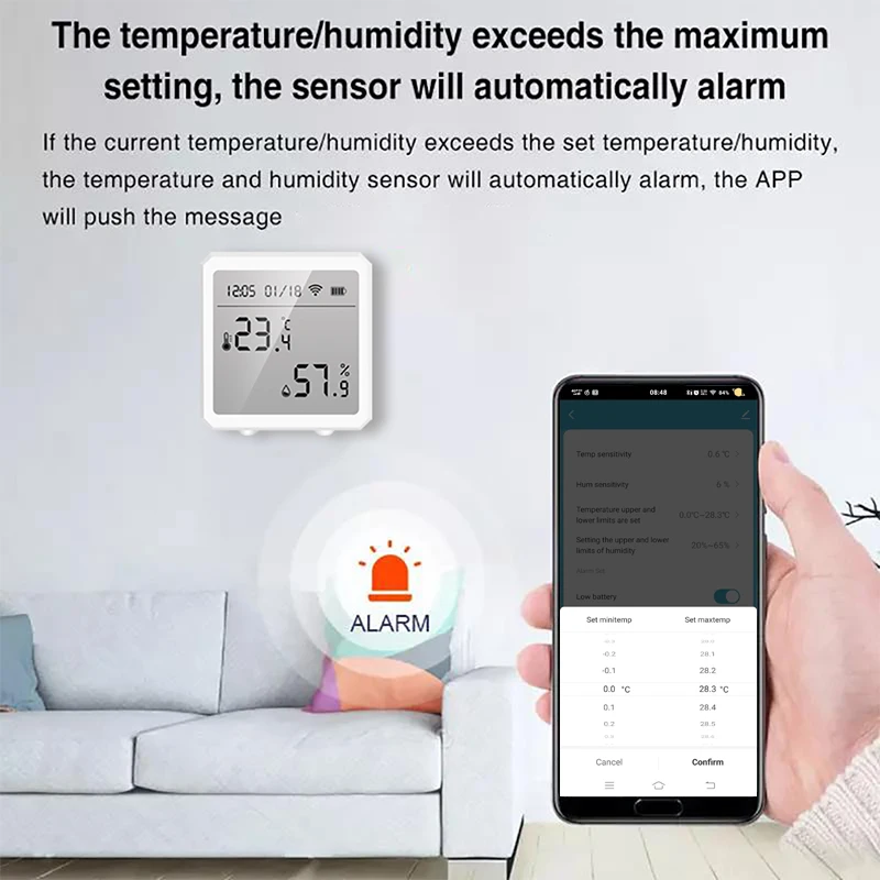 Tuya wifi sensor de umidade temperatura higrômetro indoor termômetro monitor com display lcd