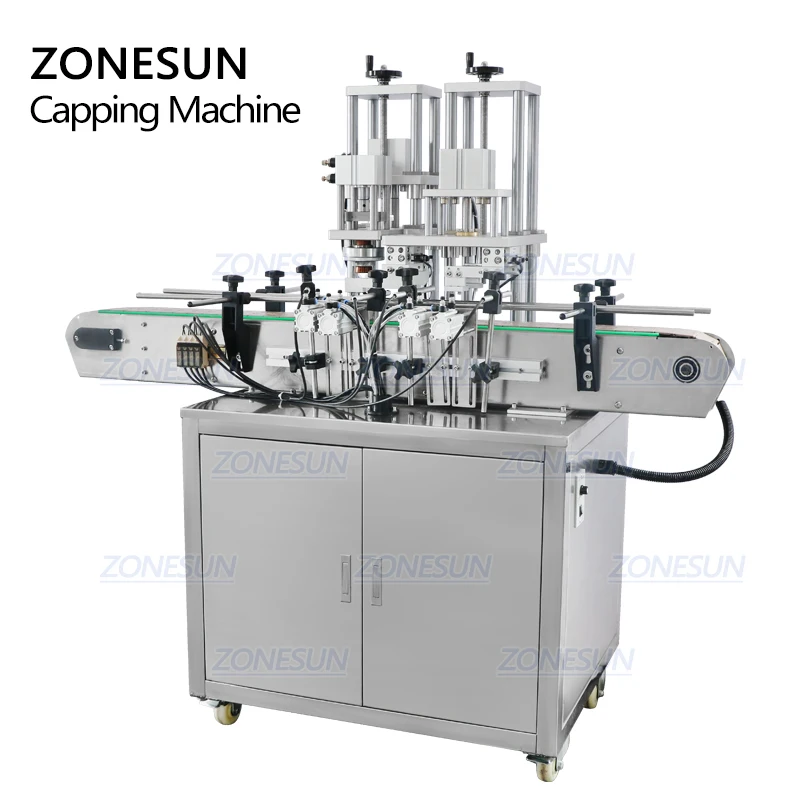 ZONESUN ZS-YG09อัตโนมัติน้ำหอม Sprayer หมวกมีโครงการติดปลอกขวด Crimping เครื่อง Capping