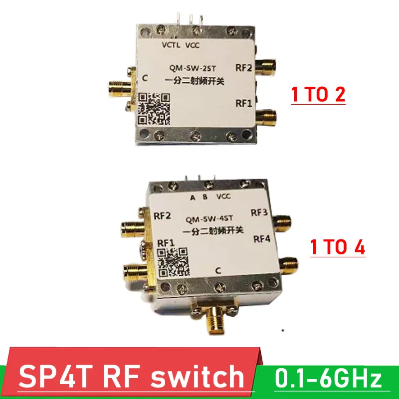 SP4T RF switch DC 0.1-6GHz RF switch  1 to 2 / 4 RF single pole four throw switch Band switching Microwave electronic switch