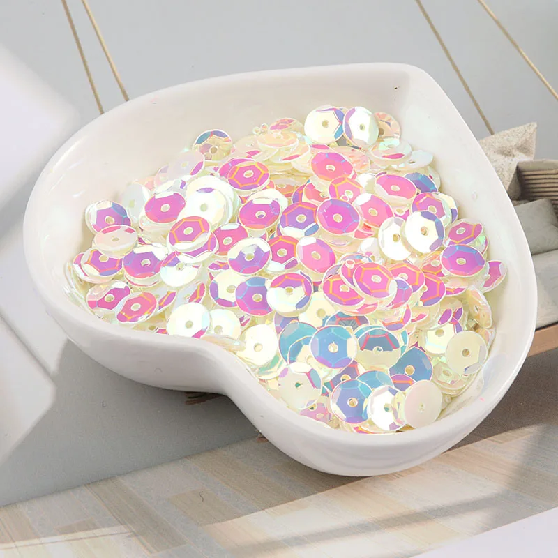 720 pcs (10g) 6 millimetri di Colore Rosa Con Paillettes Con Oro Sottotono Lucido Rotonda Coppa Allentato Paillettes Paillettes Cucito del mestiere di Cerimonia Nuziale Della Signora FAI DA TE Arte