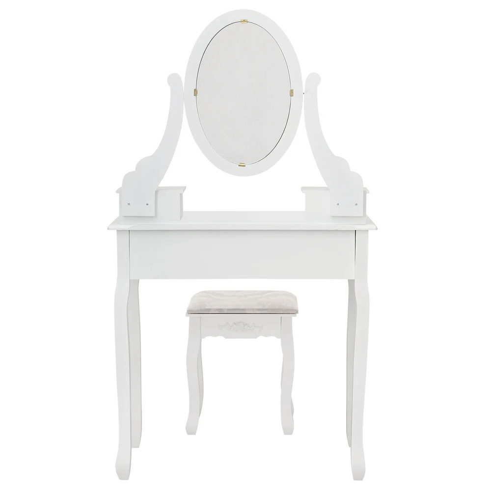 FCH Single Mirror 5 Drawer Dressing Table White