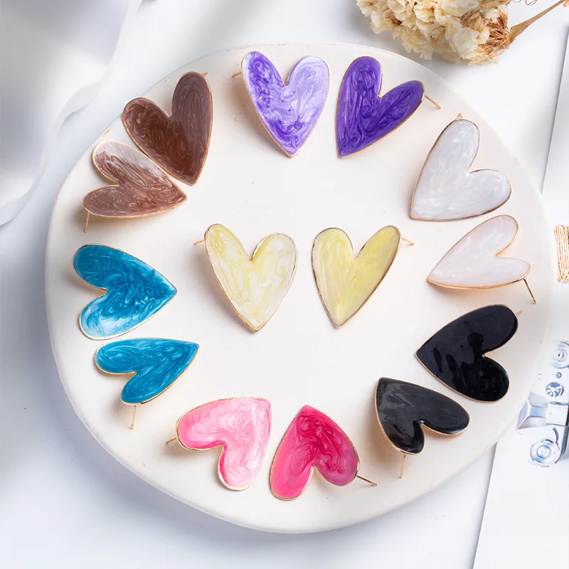 Folding Heart Stud Earrings for Women Colorful Pattern Graffiti Earrings Bridesmaid Gift Anniversary Jewelry Love Earrings