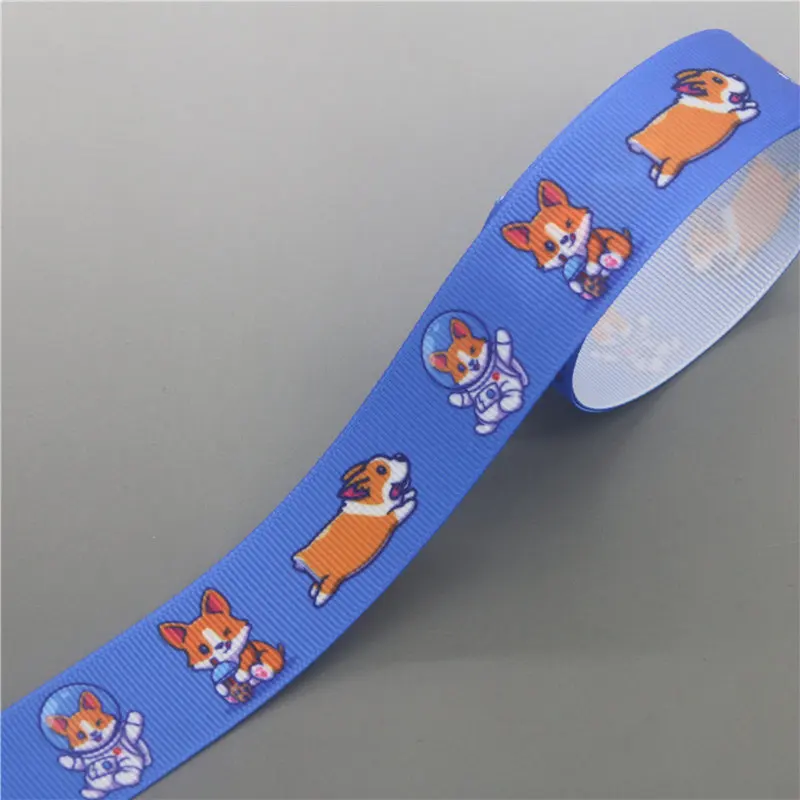 DHK 7/8\'\'5yards Dog Printed Grosgrain Ribbon Accessory Hairbow Headwear Decoration DIY Wholesale OEM E1892