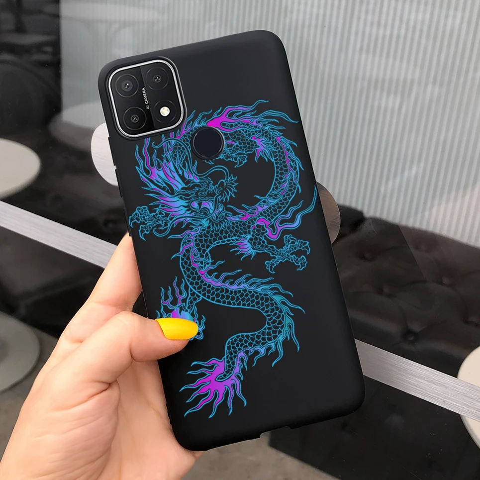 Phone Case For OPPO A15 Black Cool Series Dragon Alien Soft TPU Silicone Cover For Oppo A15 Cases Shockproof Bumper Oppo A 15