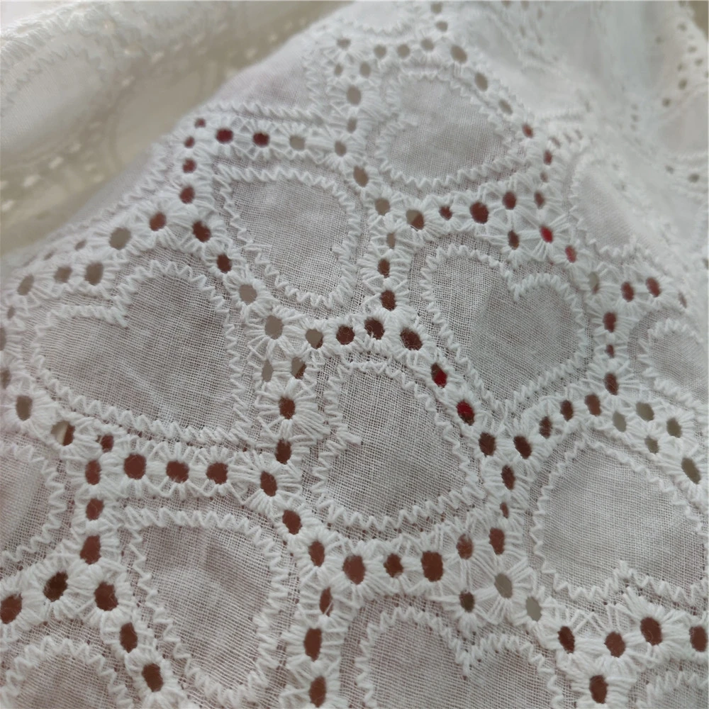 

Loving Desgin Lace Fabric 1yard White Cotton Embroidery Fabric Embroidered Patterns Apparel Tissu Sewing Skirt Cloth Textiles