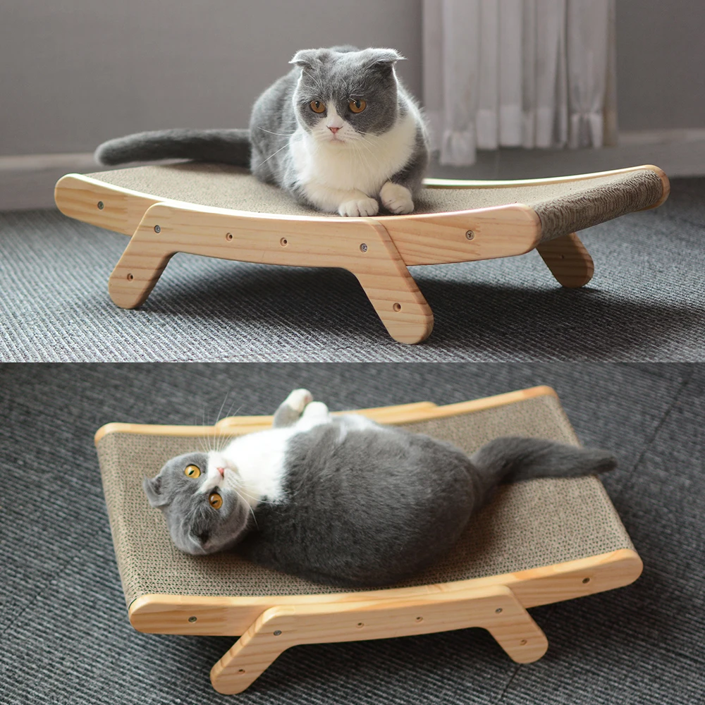 Cat Scratcher Board Wooden Frame Medium Cat Scratching Bed 3 In 1 Scratching Post Anti-Scratch Toys Claw Couch Scraper For Cats