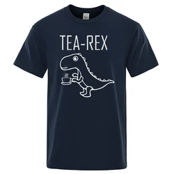 Men Women T-Shirts Tea Rex Funny Dinosaur Drink Coffee T Shirts Fashion Casual TShirt High Quality Streetwear Tops Tee Shirt