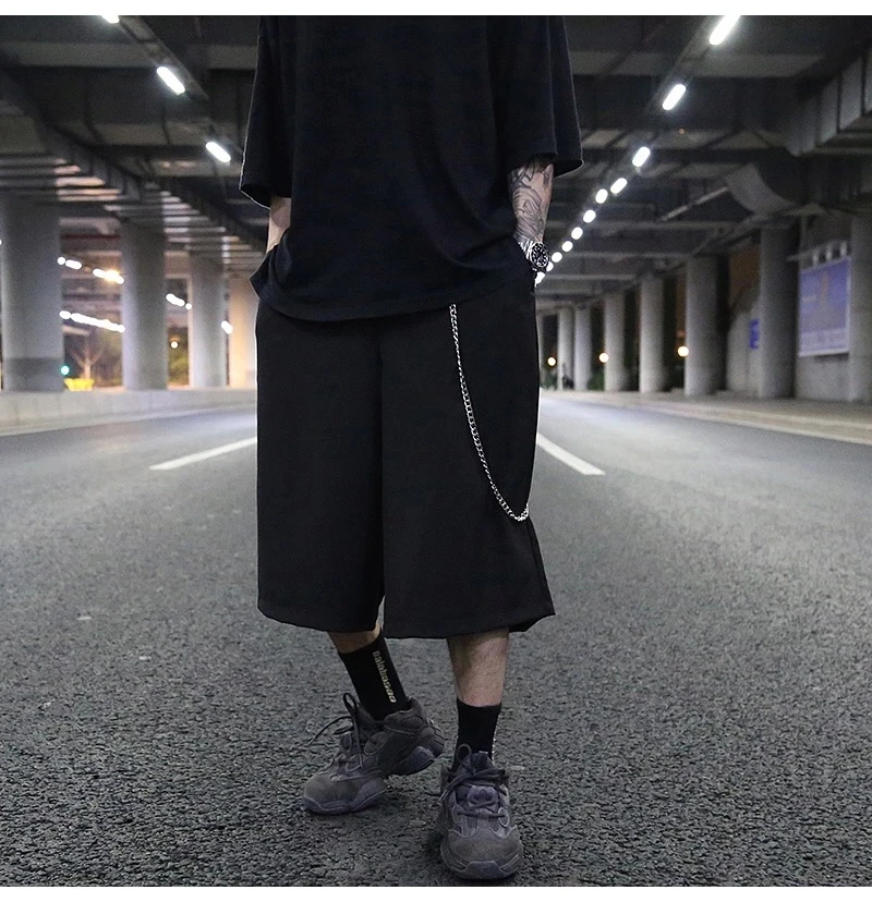 

Men's Straight Casual Pants Dark Style Elegant Loose Six Point Pants European And American High Street Skateboarding Wide Pants