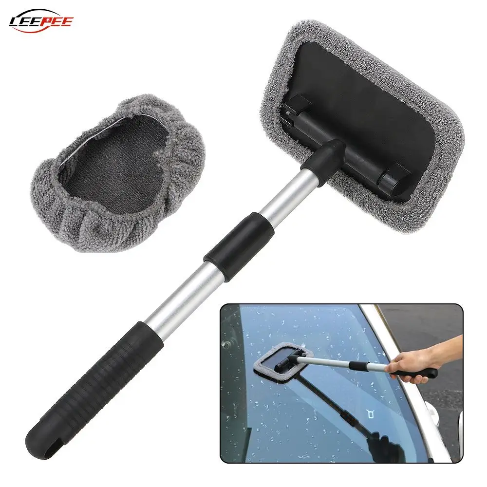 

15x10cm Car Washer Mop Brush Wiper Duster Cloth Rotate Handle Windshield Cleaning Clean Tool Motorcycle Caravan Auto Accessories