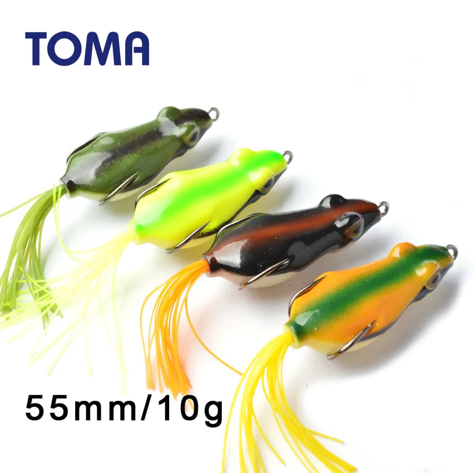 TOMA 1pcs Frog Insect Fishing Lure Snakehead 55mm 60mm Plastic Artificial Soft Bait Frog Lures Topwater Fishing Tackle