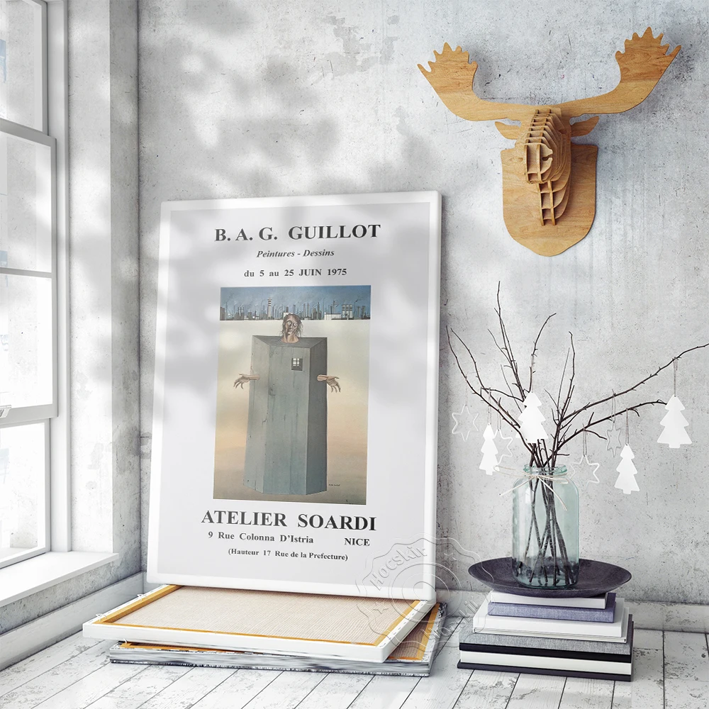 JA. Póster de exposición de arte surrealista del siglo Guillot, Guillo Hauteur 17 Rue De La Prefecture, impresiones artísticas, Mural de decoración