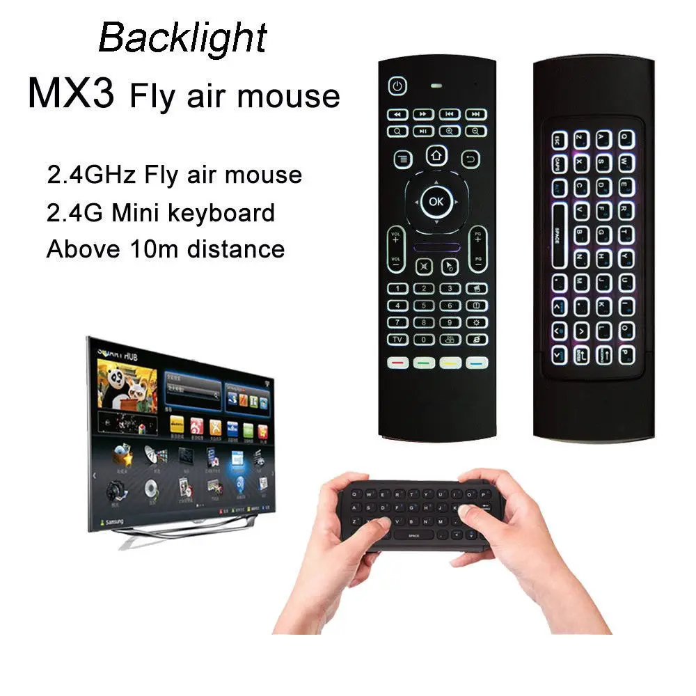 MX3 Hintergrundbeleuchtung Air Mouse Smart Stimme Fernbedienung IR Lernen 2,4G RF Wireless Mini Tastatur Für Android TV Box t95 Projektor