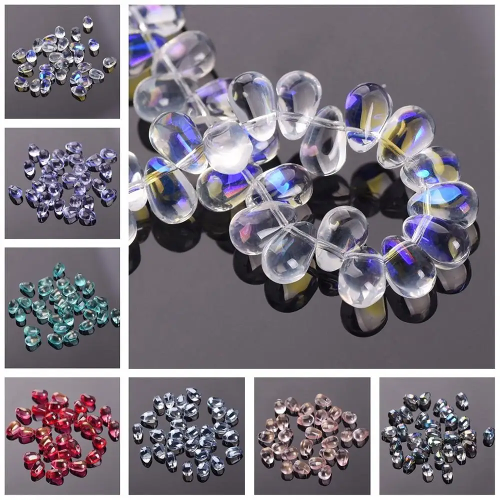 20pcs 9x6mm Small Teardrop Shape Crystal Glass Loose Crafts Beads Top Drilled Pendants for Earring Jewelry Making DIY Crafts